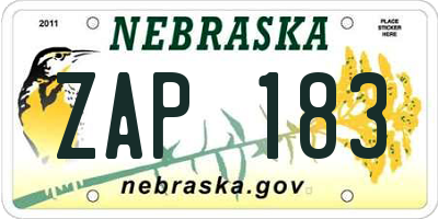 NE license plate ZAP183