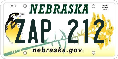 NE license plate ZAP212