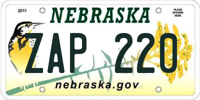NE license plate ZAP220