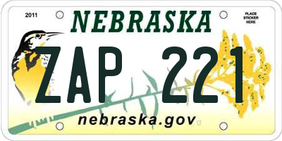 NE license plate ZAP221