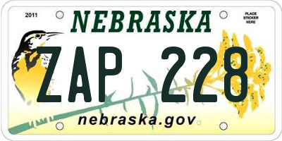 NE license plate ZAP228