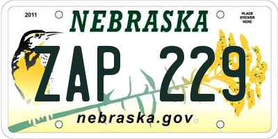 NE license plate ZAP229