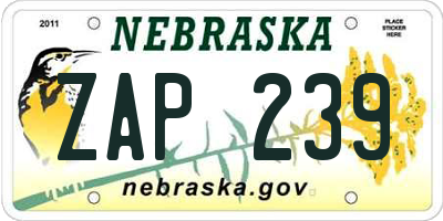 NE license plate ZAP239