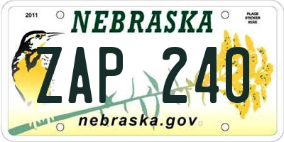 NE license plate ZAP240