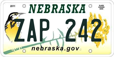 NE license plate ZAP242
