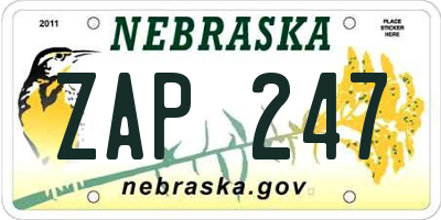 NE license plate ZAP247