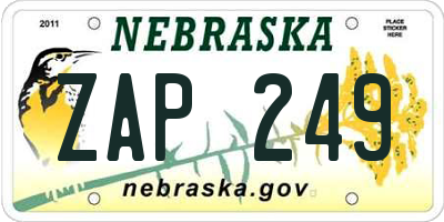 NE license plate ZAP249