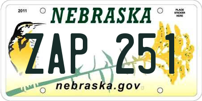 NE license plate ZAP251