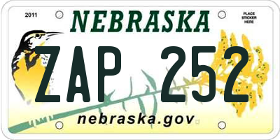 NE license plate ZAP252