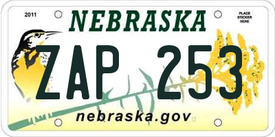 NE license plate ZAP253