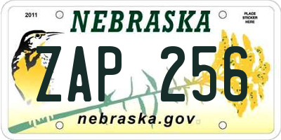 NE license plate ZAP256