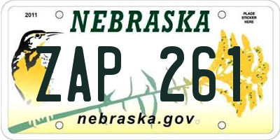 NE license plate ZAP261