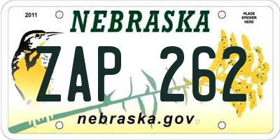 NE license plate ZAP262