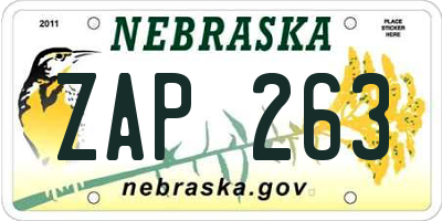 NE license plate ZAP263