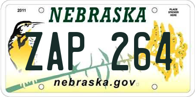 NE license plate ZAP264