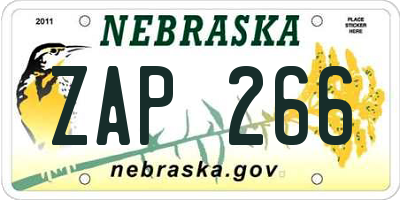NE license plate ZAP266