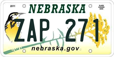 NE license plate ZAP271