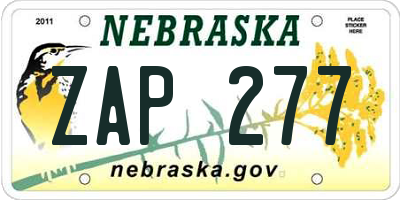 NE license plate ZAP277