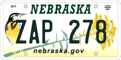NE license plate ZAP278