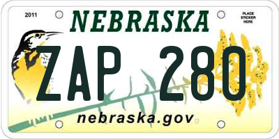 NE license plate ZAP280