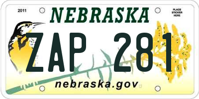 NE license plate ZAP281