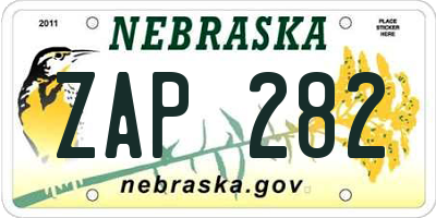 NE license plate ZAP282