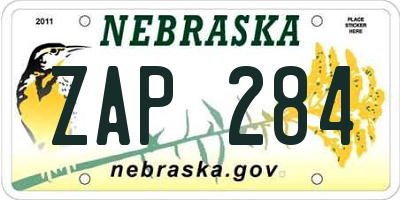NE license plate ZAP284