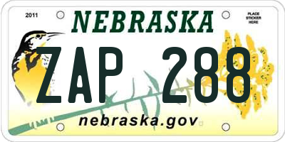 NE license plate ZAP288