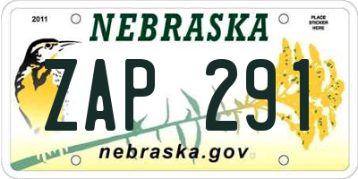 NE license plate ZAP291