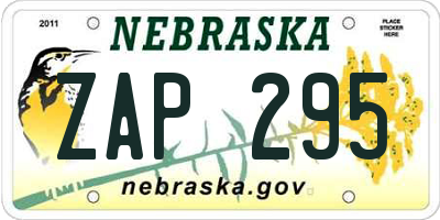 NE license plate ZAP295