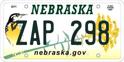 NE license plate ZAP298