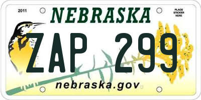 NE license plate ZAP299