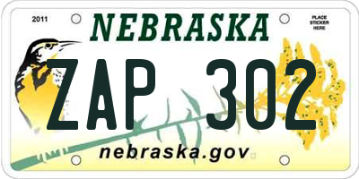 NE license plate ZAP302