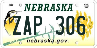 NE license plate ZAP306