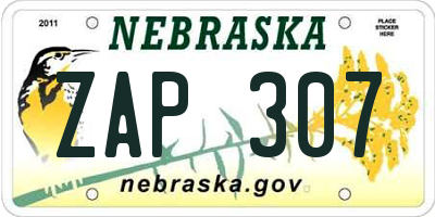 NE license plate ZAP307