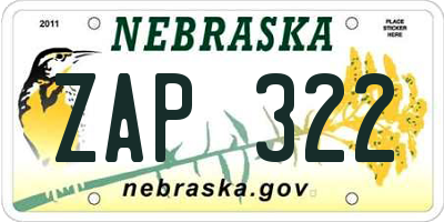 NE license plate ZAP322