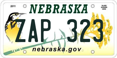 NE license plate ZAP323