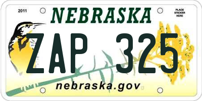 NE license plate ZAP325