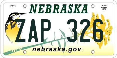 NE license plate ZAP326