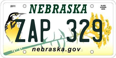 NE license plate ZAP329
