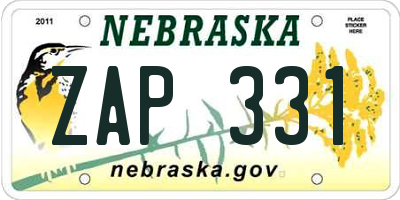 NE license plate ZAP331