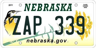NE license plate ZAP339