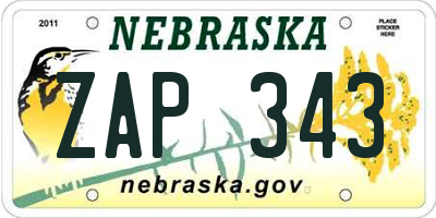 NE license plate ZAP343