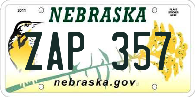 NE license plate ZAP357