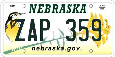 NE license plate ZAP359