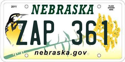 NE license plate ZAP361