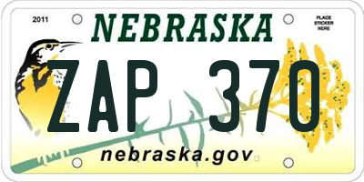 NE license plate ZAP370