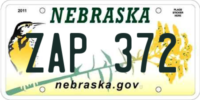 NE license plate ZAP372