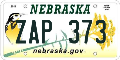 NE license plate ZAP373
