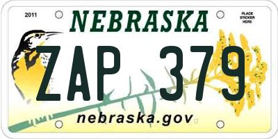 NE license plate ZAP379
